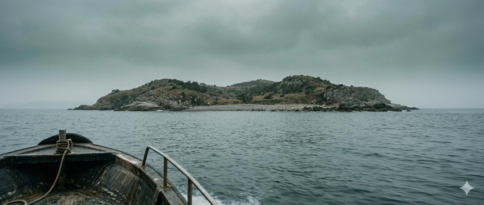 Approaching the island by boat