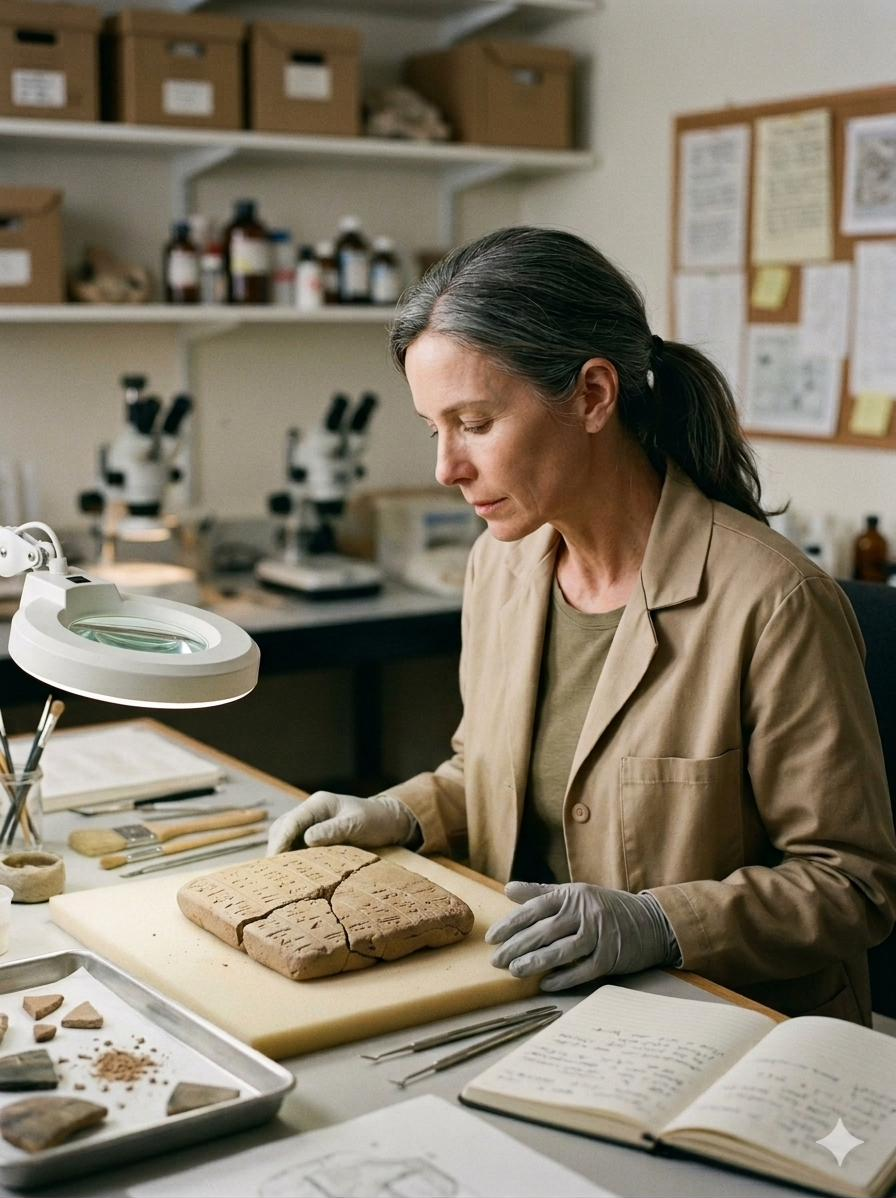 Dr. Voss at work on the tablet archive
