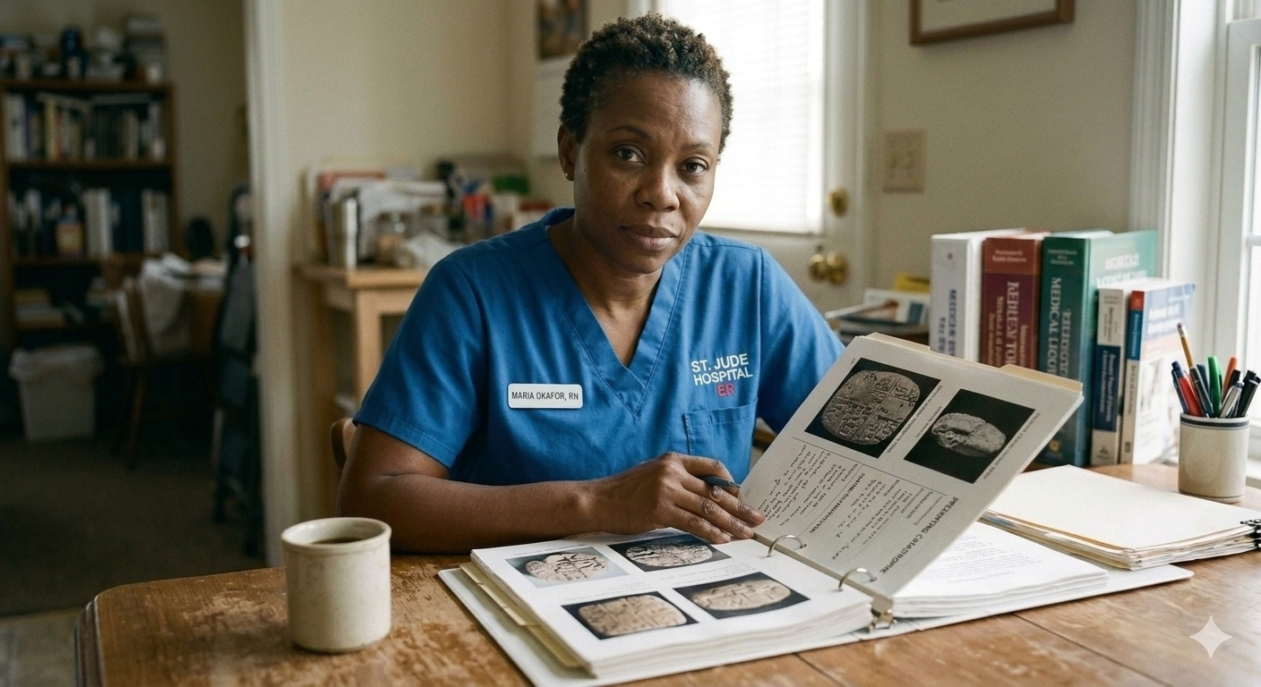Maria Okafor — ER nurse, the Council's body witness