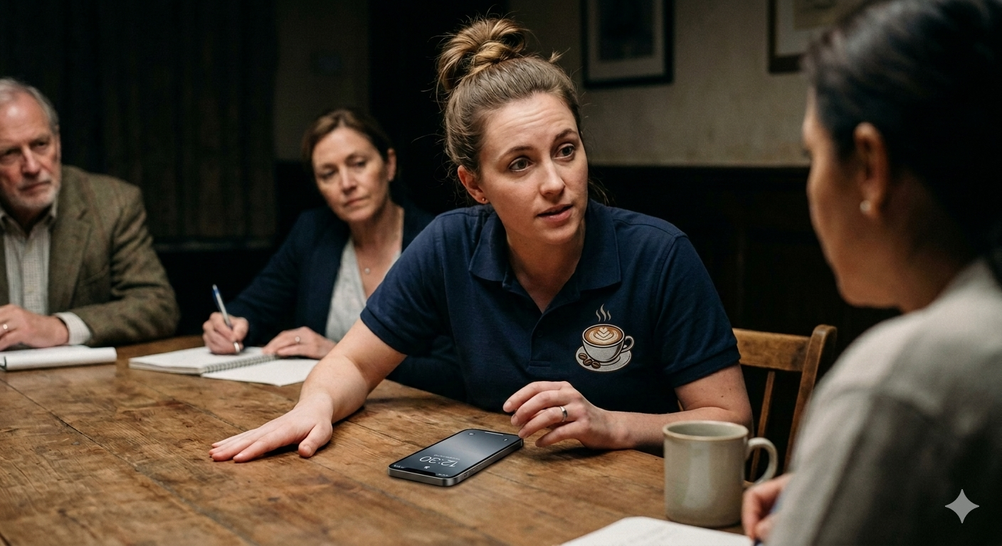 Vicky — barista and cashier, the Council's Pacemaker, the Seventh Chair