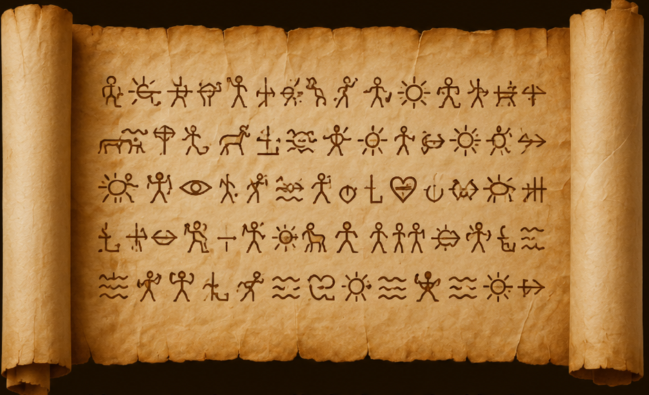The recovered scripture — the old pictograph scroll from the Vault