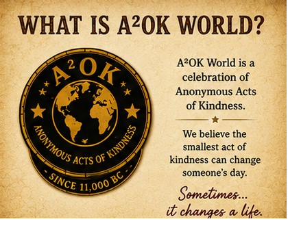 What is A²OK World? A celebration of Anonymous Acts of Kindness.