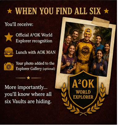 When you find all six — Official A²OK World Explorer recognition.