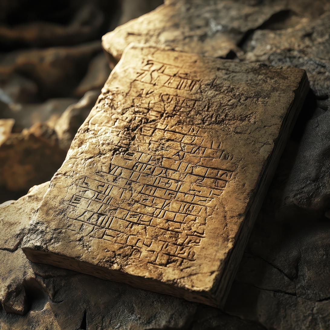 Recovered clay tablet fragments with inscriptions